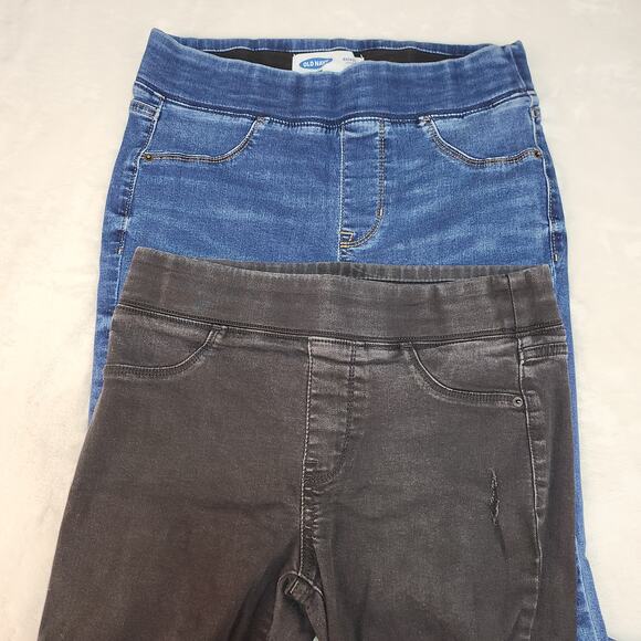 Old Navy Rockstar Jeggings Womens 8 2 Pairs Blue Black Ripped Destroyed Stretch - Picture 4 of 13